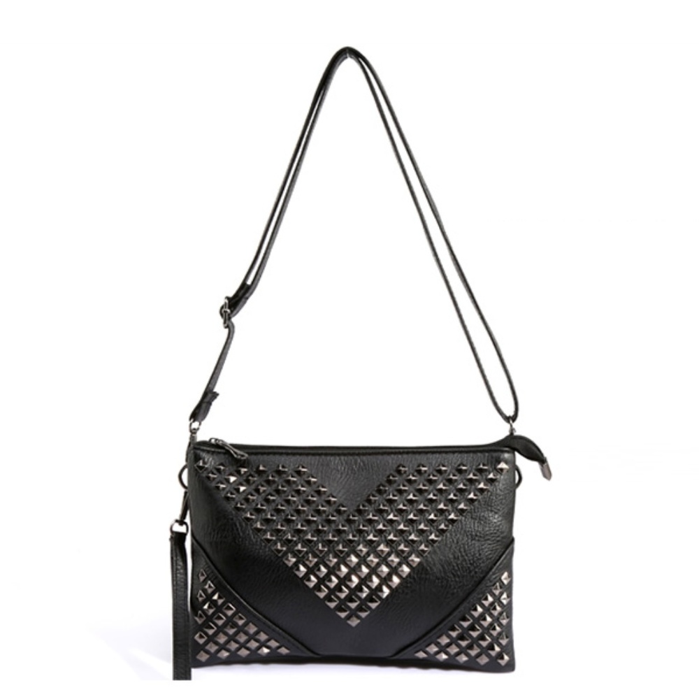 🎉 1 LEFT ‼️ Black Clutch With Studded Accent - Picture 6 of 6